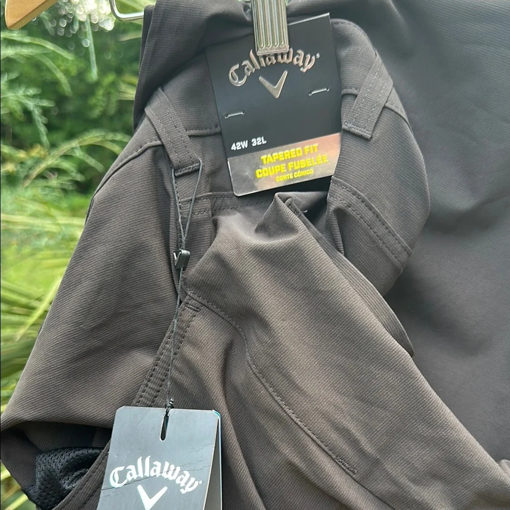 NWT•Callaway 5-Pocket Horizontal Textured Pants Size 42x32 DarkBrown